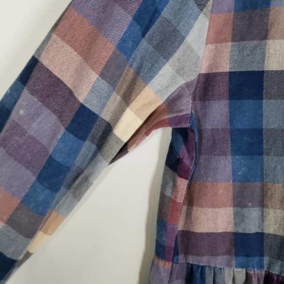 Serengeti Pastel Check Maxi Dress XL Button Front Cottage Core Prairie - Picture 13 of 14